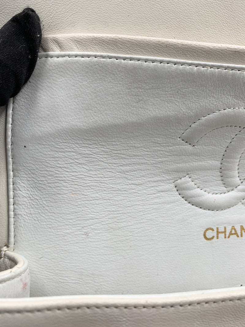 Sold-CHANEL Small Classic Double Flap Bag White (off-white) with Gold Hardware