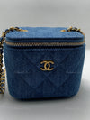 Sold-CHANEL Denim Pearl Crush Mini Square Vanity Case Chain Bag Gold Hardware