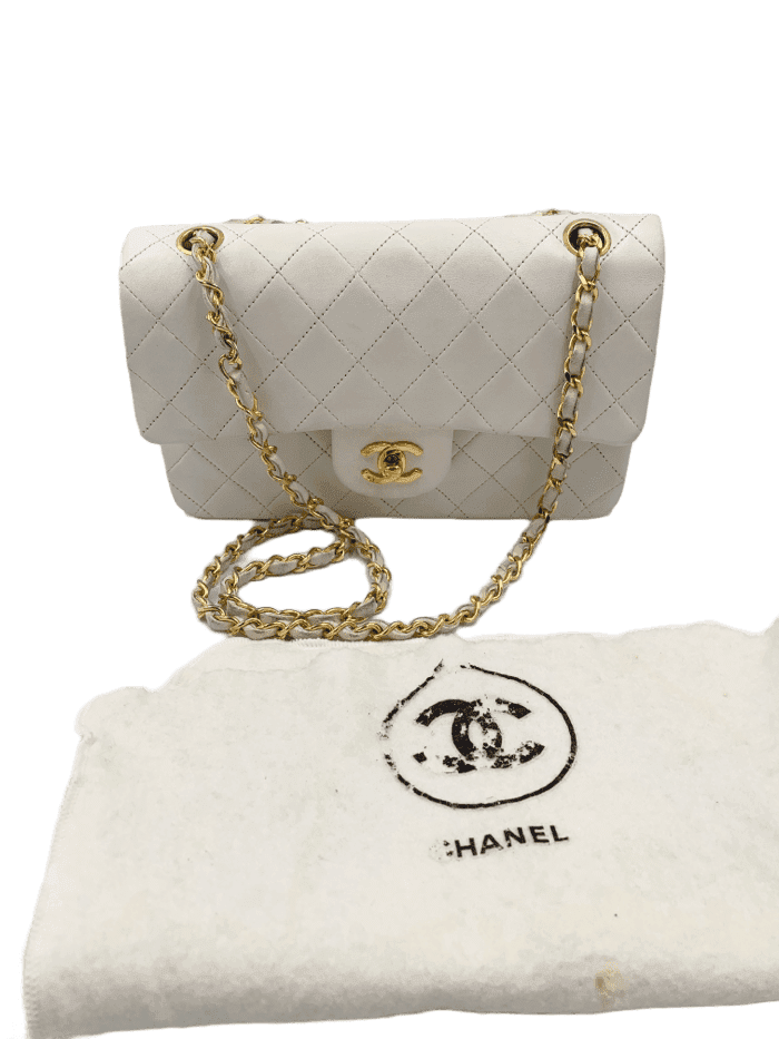 Sold-CHANEL Small Classic Double Flap Bag White (off-white) with Gold Hardware