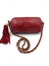 CHANEL Lambskin Red Mini Camera Bag with Tassel