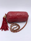 CHANEL Lambskin Red Mini Camera Bag with Tassel