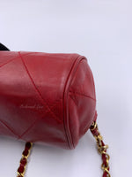 CHANEL Lambskin Red Mini Camera Bag with Tassel