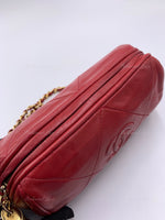 CHANEL Lambskin Red Mini Camera Bag with Tassel