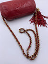 CHANEL Lambskin Red Mini Camera Bag with Tassel