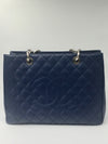 Sold-CHANEL Caviar Quilted Grand Shopping Tote Blue GST