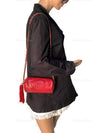 CHANEL Lambskin Red Mini Camera Bag with Tassel