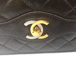 Sold-CHANEL Paris Lambskin Double Chain Double Flap Bag brown/gold