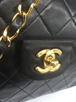 Sold-CHANEL Classic Lambskin Double Chain Double Flap Bag black/gold