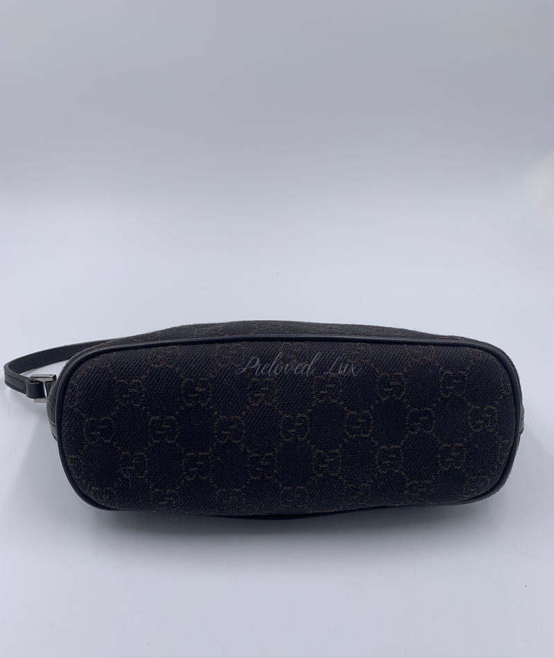 Sold-GUCCI GG Logo Black Small Handbag with Brown Monogram logo