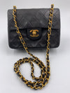 CHANEL Classic Lambskin Chain Mini Square Flap Bag black in Gold Hardware