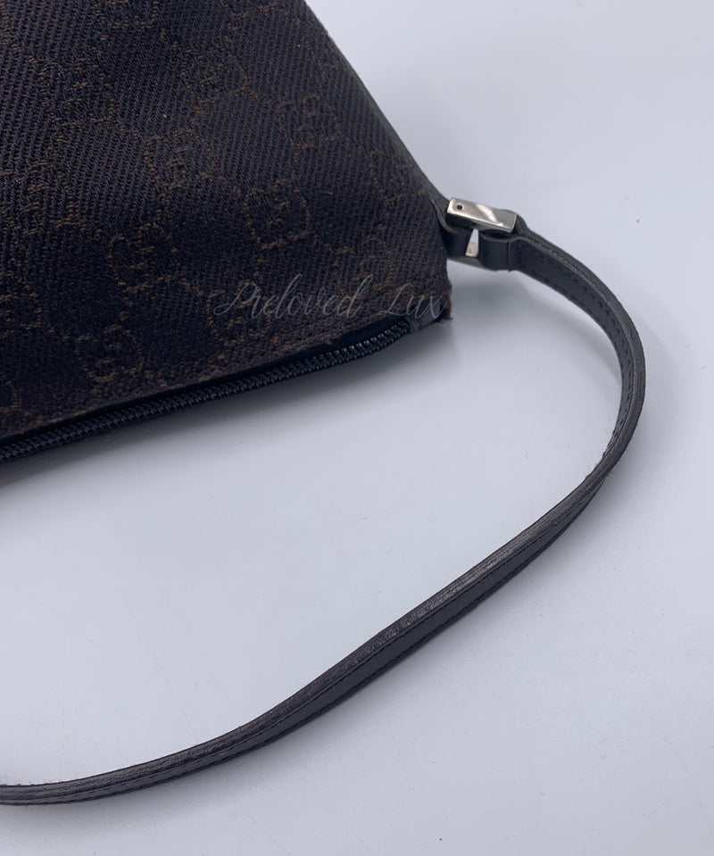 Sold-GUCCI GG Logo Black Small Handbag with Brown Monogram logo