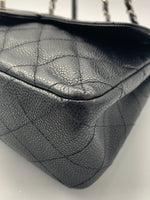 Sold-CHANEL Classic Caviar Jumbo Single Flap Bag Black/Silver hardware