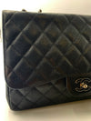 Sold-CHANEL Classic Caviar Jumbo Single Flap Bag Black/Silver hardware