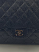 Sold-CHANEL Classic Caviar Jumbo Single Flap Bag Black/Silver hardware