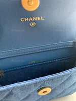 Sold-CHANEL Denim Pearl Crush Mini Waist Shoulder Bag Aged Gold Hardware