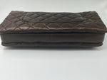 CHANEL Lambskin Double Chain Single Flap Maxi Size Bag Dark Brown/Silver