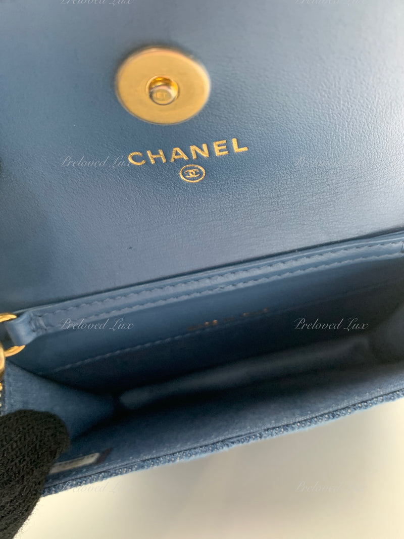 Sold-CHANEL Denim Pearl Crush Mini Waist Shoulder Bag Aged Gold Hardware