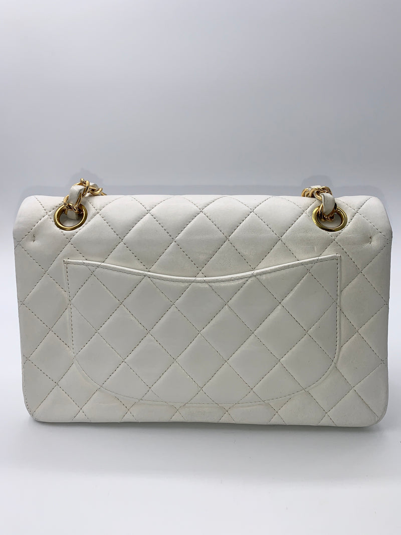 Sold-CHANEL CC Small Classic Double Flap - White - Gold Hardware