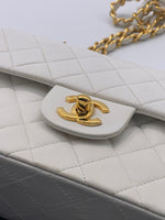 Sold-CHANEL CC Small Classic Double Flap - White - Gold Hardware