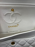 Sold-CHANEL CC Small Classic Double Flap - White - Gold Hardware