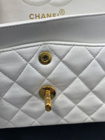 Sold-CHANEL CC Small Classic Double Flap - White - Gold Hardware