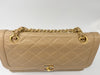 Sold-CHANEL Paris Lambskin Double Chain Double Flap Bag Beige/gold