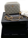 CHANEL Grey Lambskin Pearl Crush Mini Vanity Camera Bag in Aged Gold Hardware