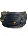 CHANEL Vintage Lambskin Half Moon Flap Bag black/gold hardware