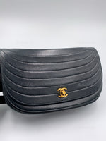 CHANEL Vintage Lambskin Half Moon Flap Bag black/gold hardware