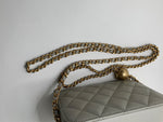 CHANEL Grey Lambskin Pearl Crush Mini Vanity Camera Bag in Aged Gold Hardware