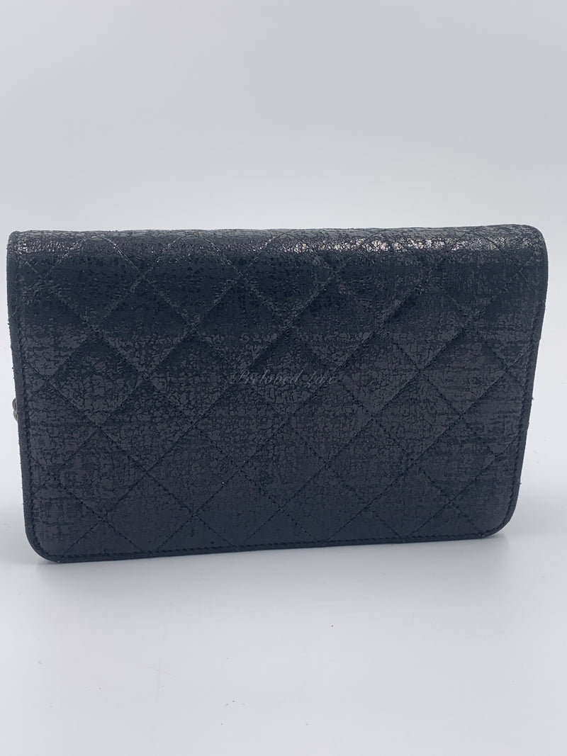 CHANEL CC Wallet-on-the-chain Metallic Sparkle Coated Tweed Crossbody Flap Bag - Black