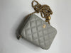 CHANEL Grey Lambskin Pearl Crush Mini Vanity Camera Bag in Aged Gold Hardware