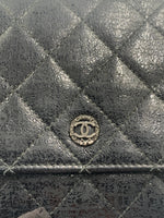 CHANEL CC Wallet-on-the-chain Metallic Sparkle Coated Tweed Crossbody Flap Bag - Black