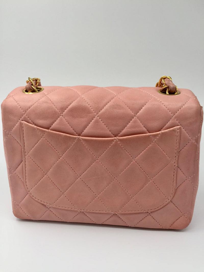 Sold - CHANEL Classic Lambskin Chain Single Mini Flap bag Pink/ gold