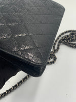 CHANEL CC Wallet-on-the-chain Metallic Sparkle Coated Tweed Crossbody Flap Bag - Black