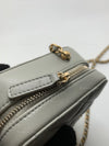 CHANEL Grey Lambskin Pearl Crush Mini Vanity Camera Bag in Aged Gold Hardware