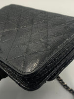 CHANEL CC Wallet-on-the-chain Metallic Sparkle Coated Tweed Crossbody Flap Bag - Black