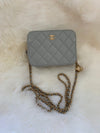 CHANEL Grey Lambskin Pearl Crush Mini Vanity Camera Bag in Aged Gold Hardware