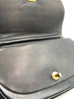 CHANEL Vintage Lambskin Half Moon Flap Bag black/gold hardware