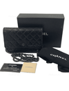 CHANEL CC Wallet-on-the-chain Metallic Sparkle Coated Tweed Crossbody Flap Bag - Black