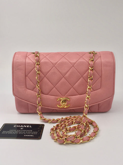 Sold-CHANEL Diana Small Single Chain Single Flap Bag Pink/gold