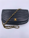 CHANEL Vintage Lambskin Half Moon Flap Bag black/gold hardware