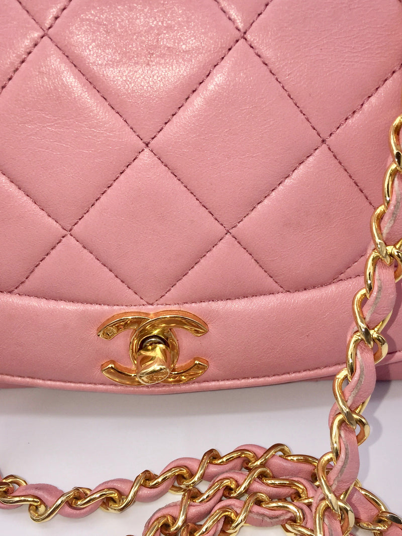 Sold-CHANEL Diana Small Single Chain Single Flap Bag Pink/gold