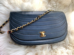 CHANEL Vintage Lambskin Half Moon Flap Bag black/gold hardware