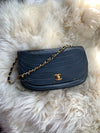 CHANEL Vintage Lambskin Half Moon Flap Bag black/gold hardware