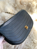 CHANEL Vintage Lambskin Half Moon Flap Bag black/gold hardware