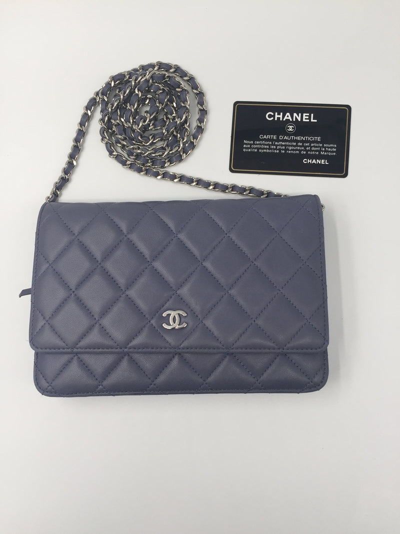 Sold-CHANEL CC Wallet-on-the-chain Lambskin Crossbody Bag - Blue