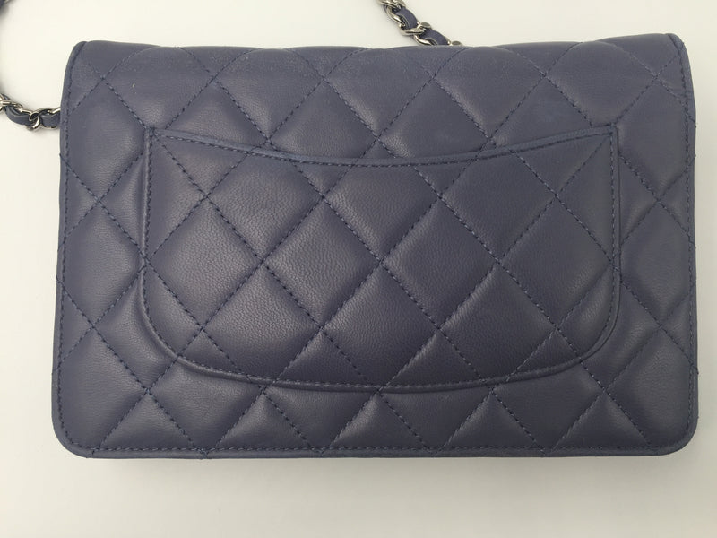 Sold-CHANEL CC Wallet-on-the-chain Lambskin Crossbody Bag - Blue