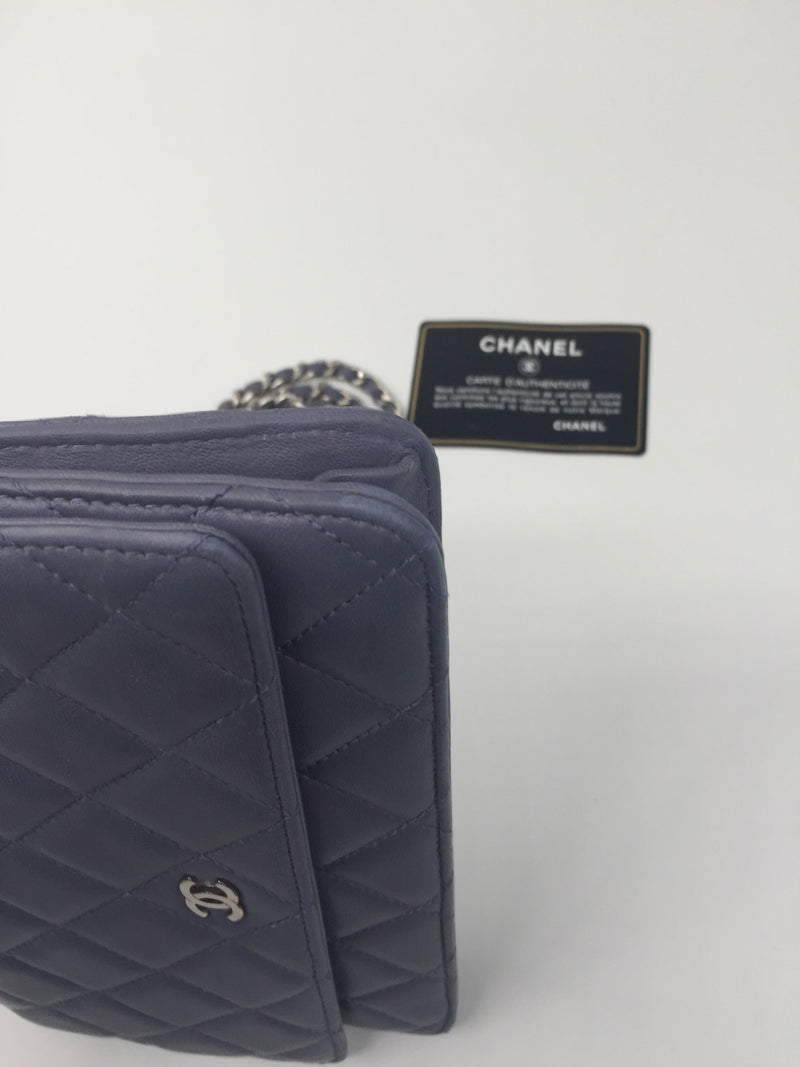 Sold-CHANEL CC Wallet-on-the-chain Lambskin Crossbody Bag - Blue