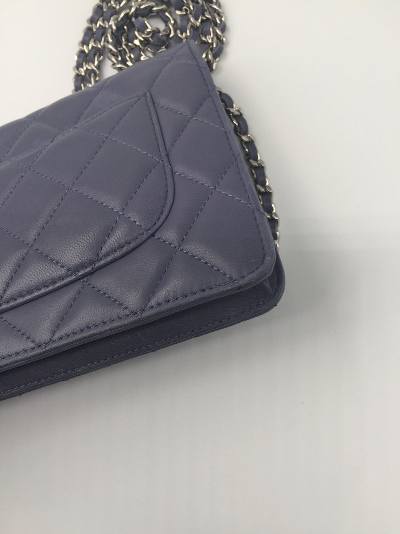 Sold-CHANEL CC Wallet-on-the-chain Lambskin Crossbody Bag - Blue